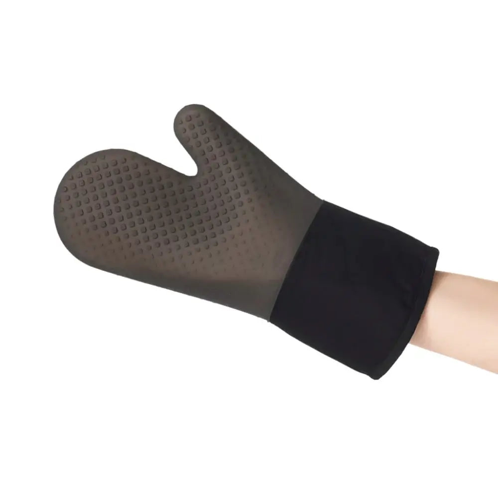 Oxo good grips silicone oven mitt black with textured grip surface and soft fabric cuff for heat protection