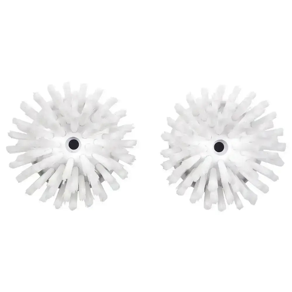 Two white brush heads on a white background