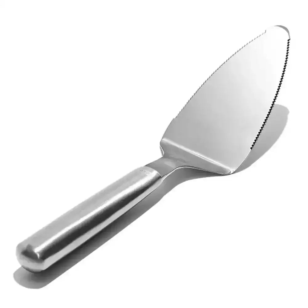 Oxo Good Grips stainless steel pie server with serrated edge and smooth rounded handle for lifting cake and pie