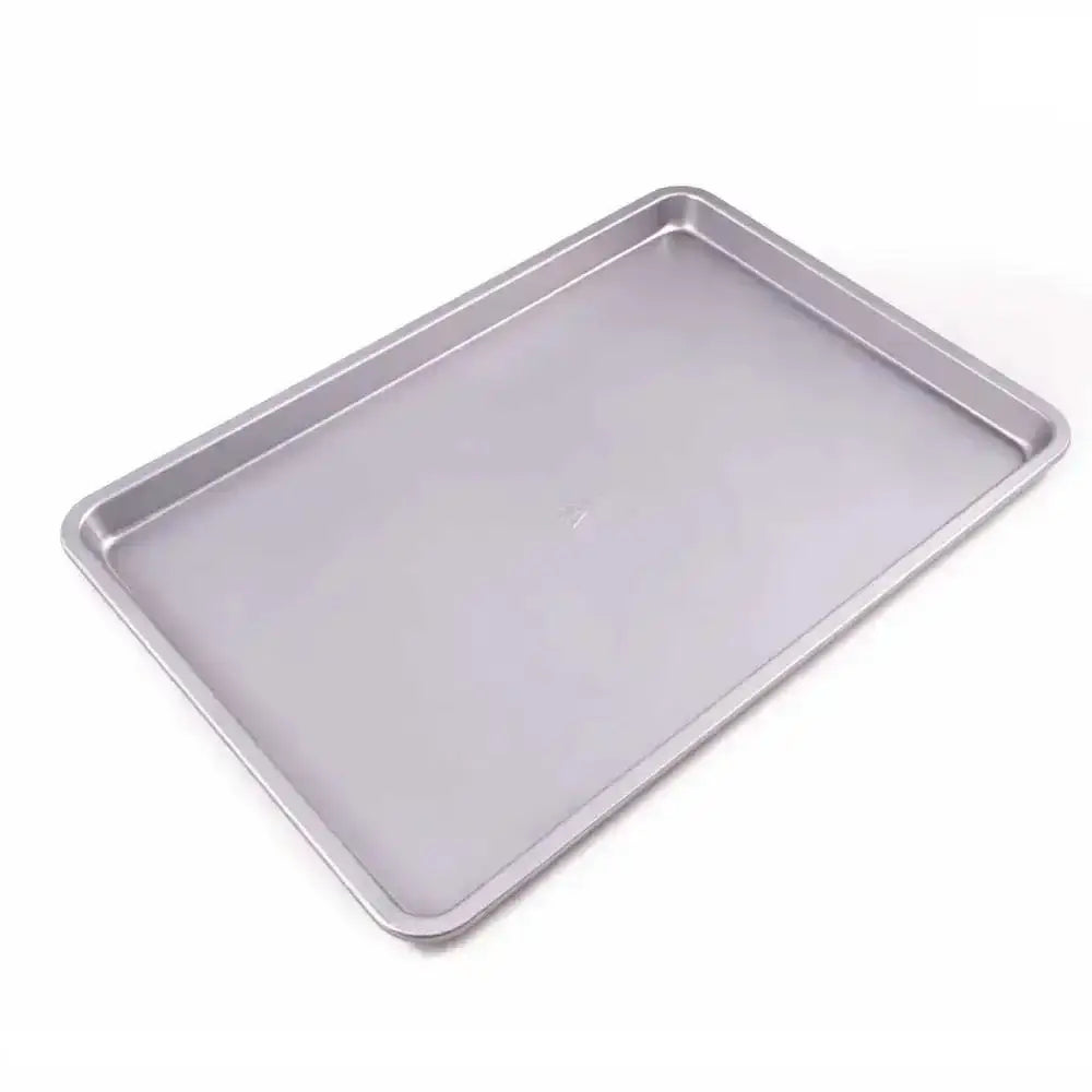 Metal baking tray on a white background