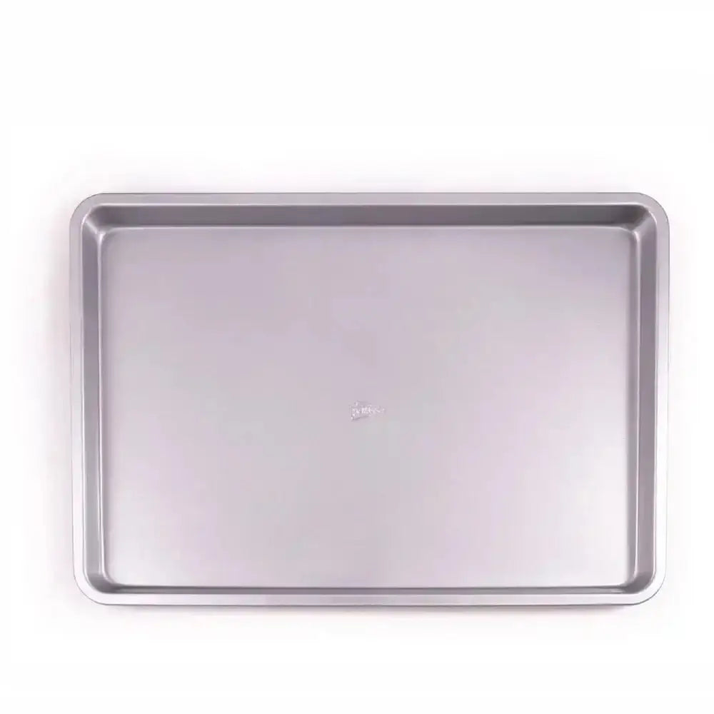 Metal baking tray on a white background