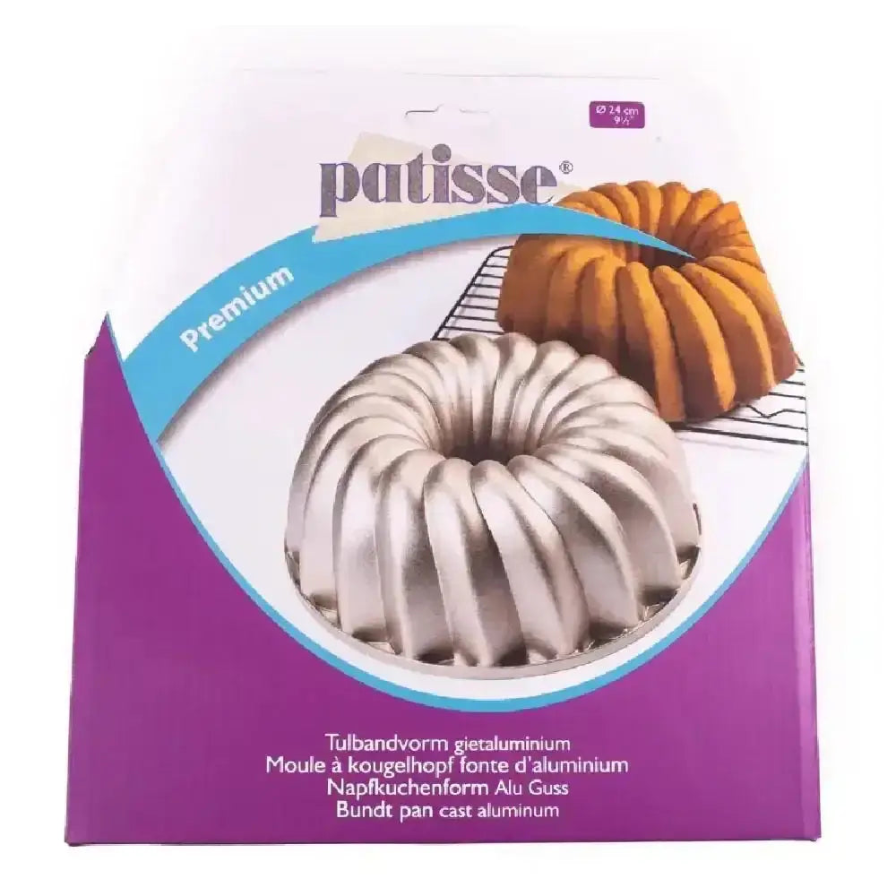 Patisse bundt cake pan packaging with two cake pans on a white background