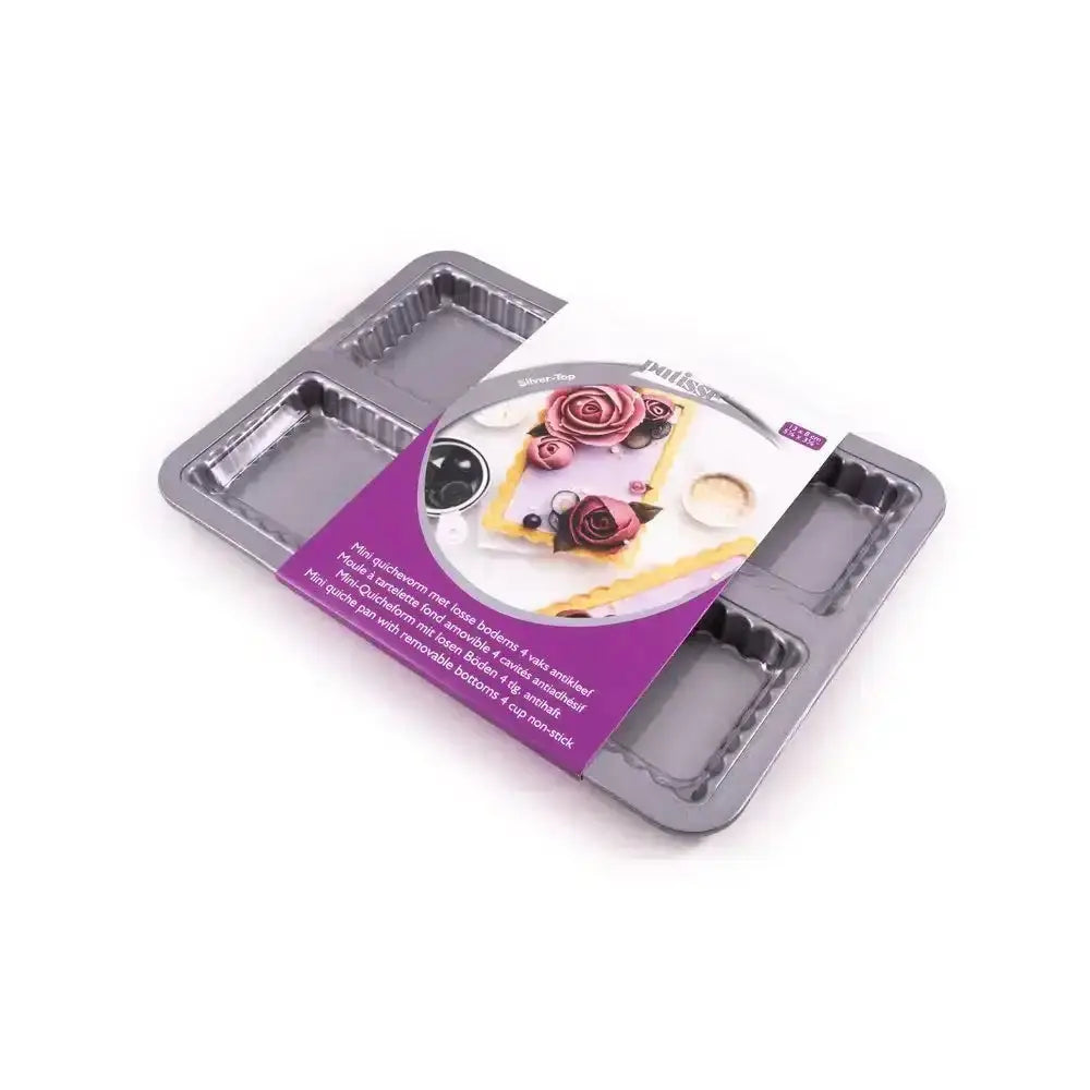 Baking tray with a decorative card on a white background
