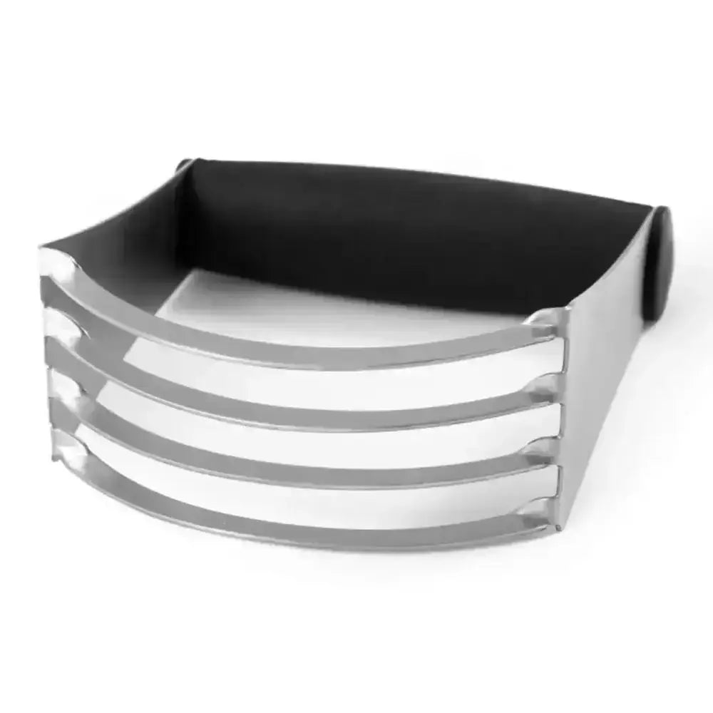 Black and silver rectangular object on a white background
