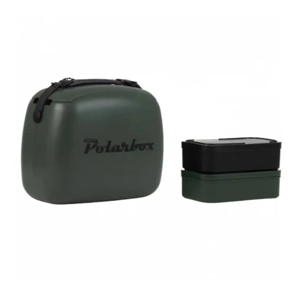 Green lunch box and container set with 'Polarbox' branding on a white background