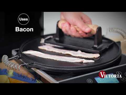 Victoria Enamelled Cast Iron Meat Press with Wooden Handle