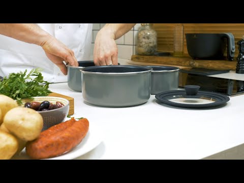 MasterClass Smart Space Non-Stick Saucepan Set 3pc