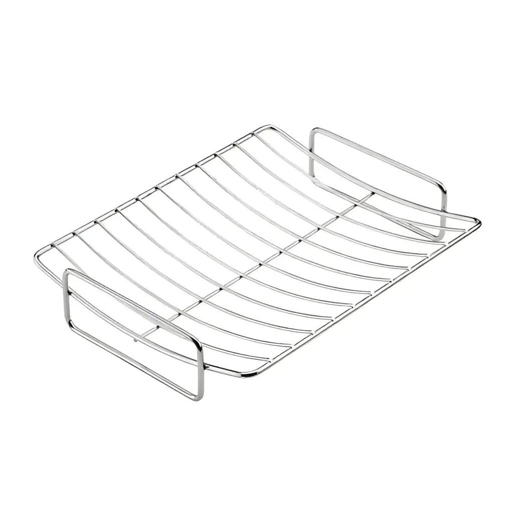 Metal roasting rack on a white background
