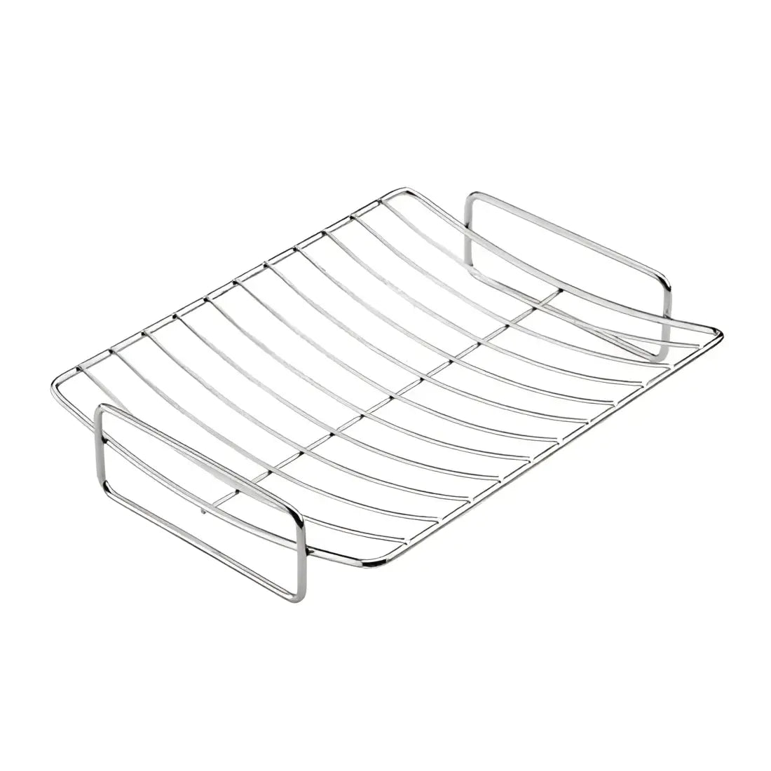 Metal roasting rack on a white background