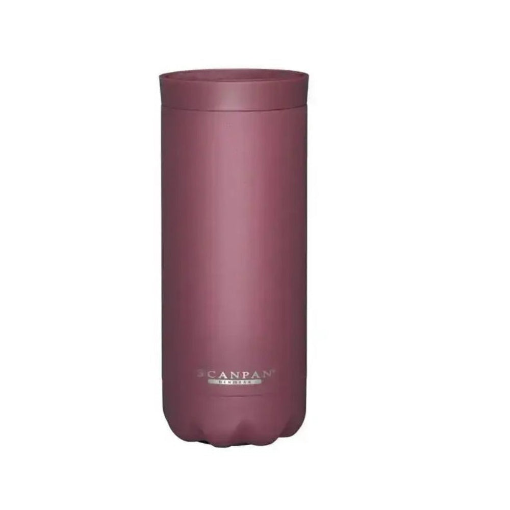 Purple tumbler with 'Scanpan' branding on a white background