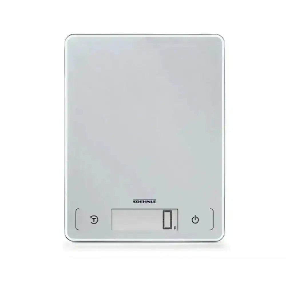 White electronic device with digital display on a white background