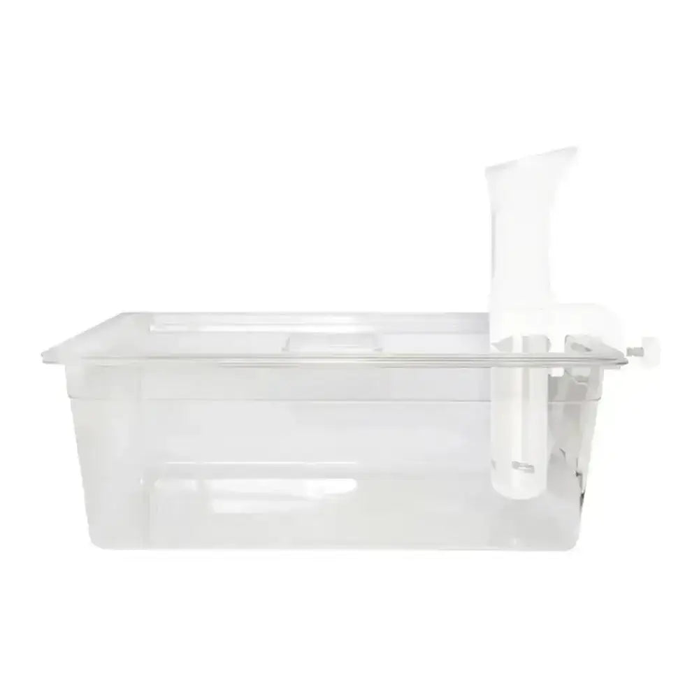 Clear plastic component on a white background