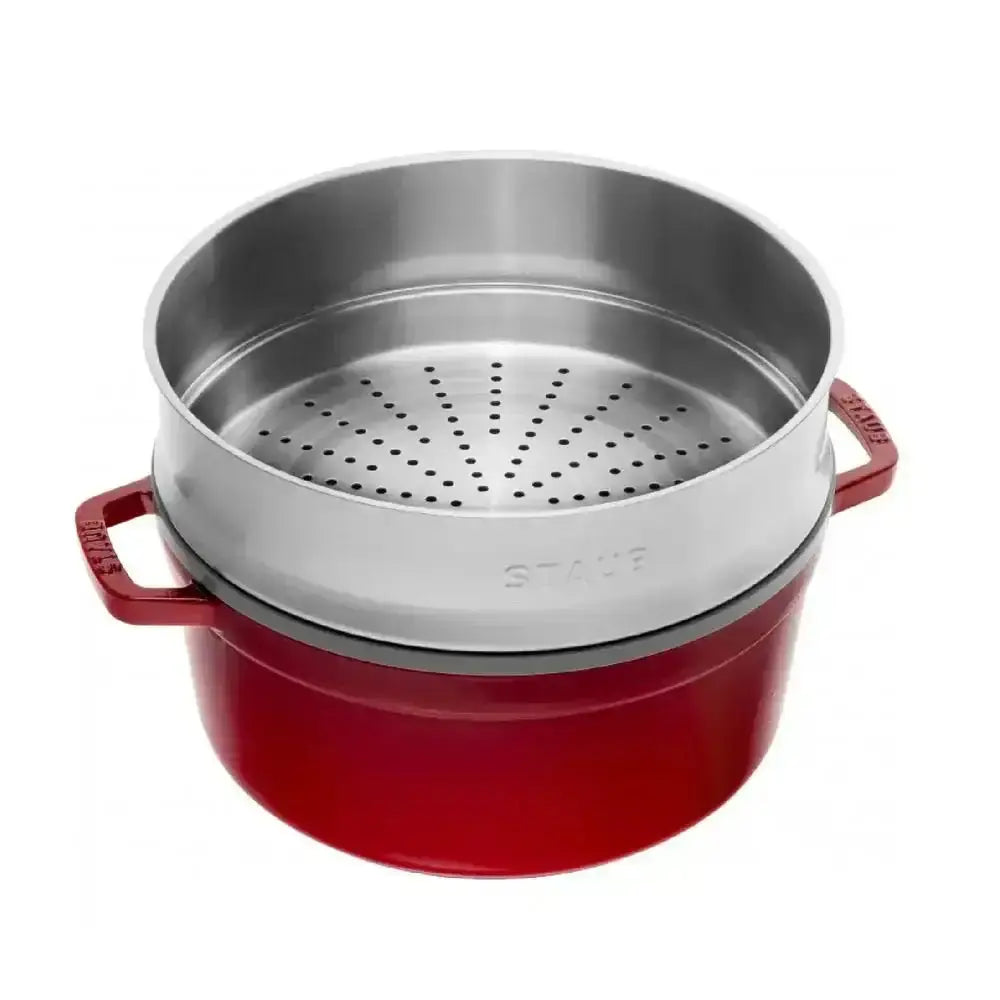 Staub Round Cast Iron Casserole & Steamer 5.2L.