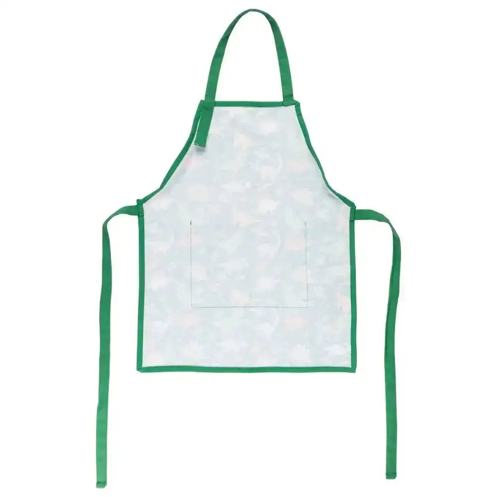 Green apron with a white mesh design on a white background