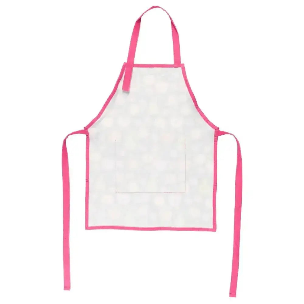 White apron with pink trim on a white background
