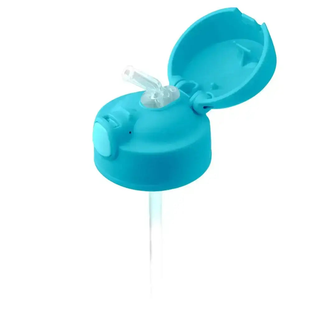 Blue silicone straw lid on a white background
