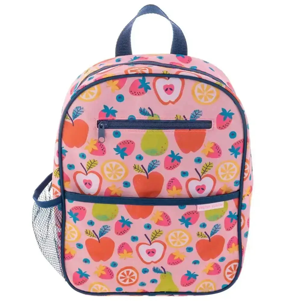 Backpack with fruit pattern on a white background