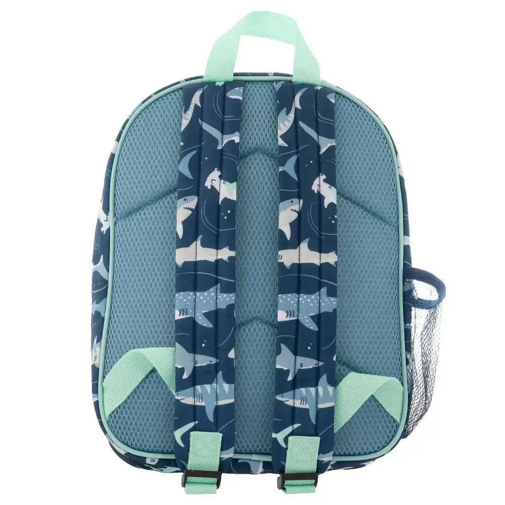 Backpack with shark pattern on a white background