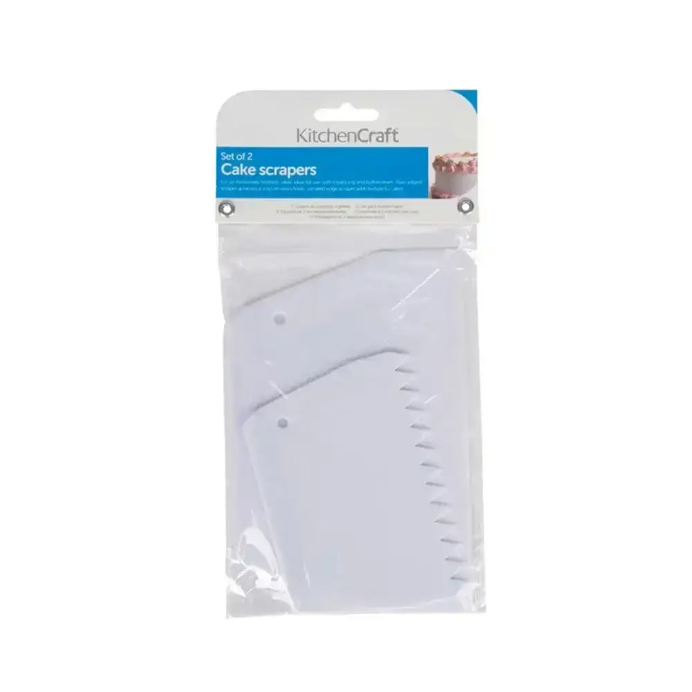Packaged set of cake scrapers with KitchenCraft branding on a white background
