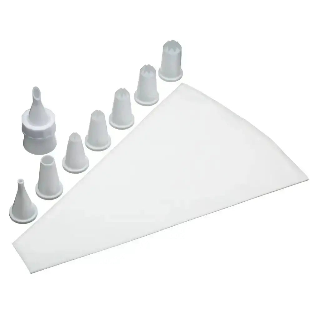 Set of white plastic cones and a large white board on a white background