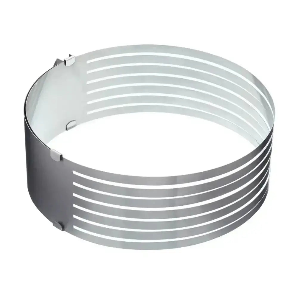 Metallic ring with slotted design on a white background