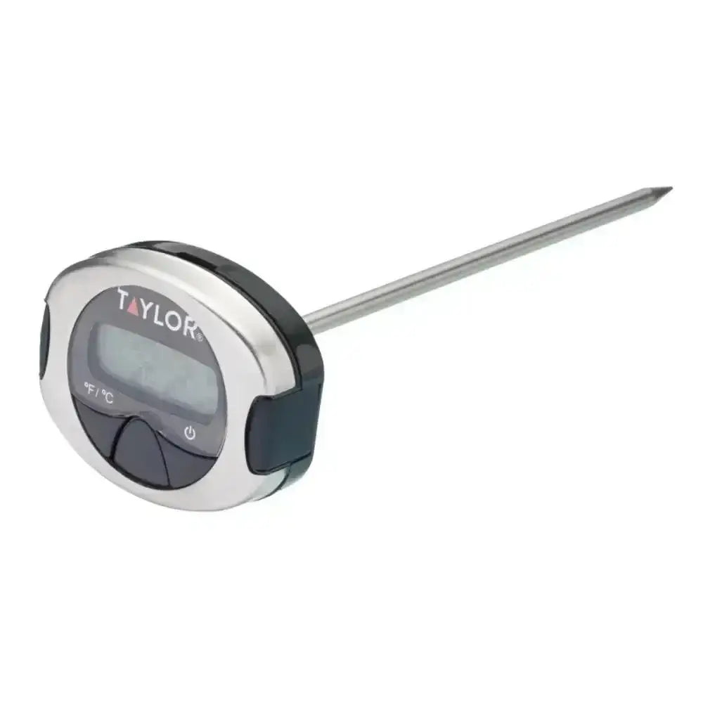 Digital kitchen thermometer with stainless steel probe and LCD display