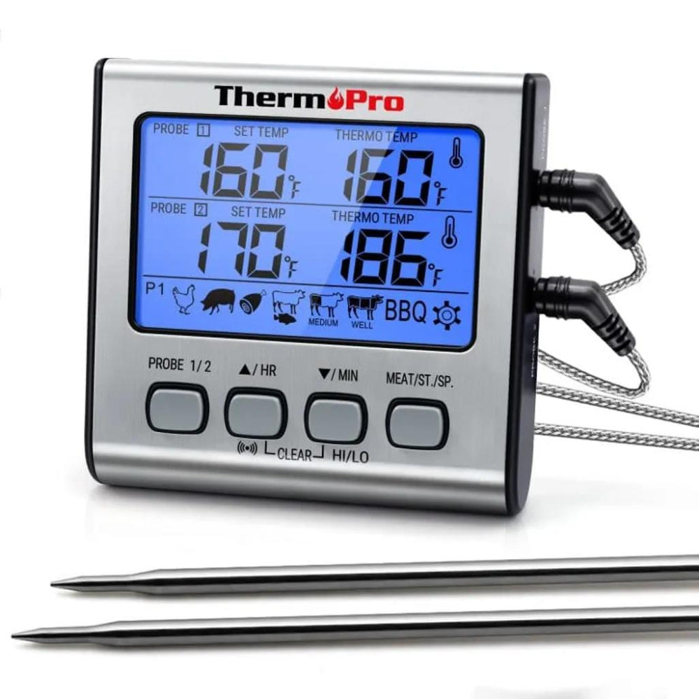 ThermPro digital thermometer with probes on a white background