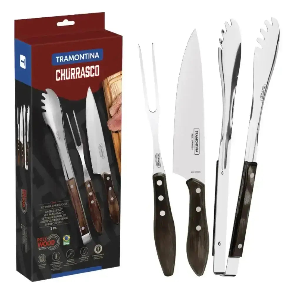 Tramontina Braai Carving Knife & Tongs Set 3pc.