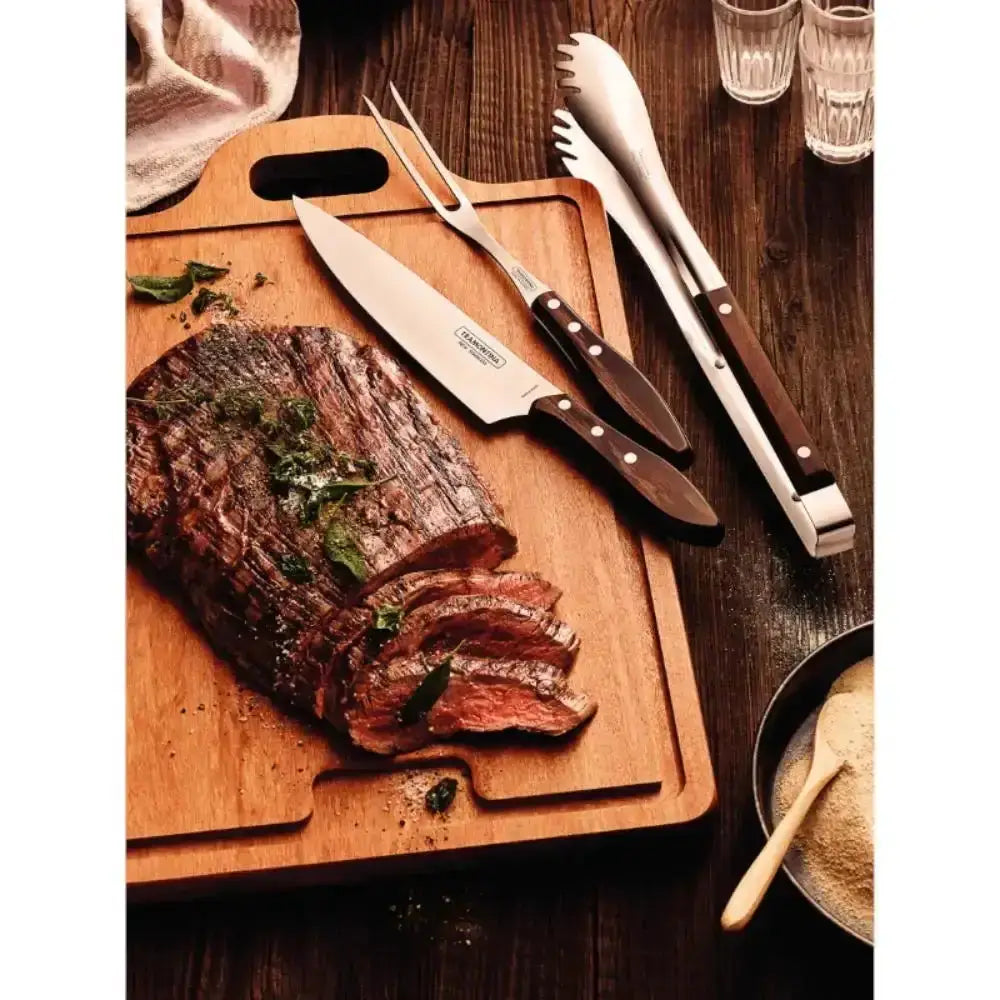 Tramontina Braai Carving Knife & Tongs Set 3pc.