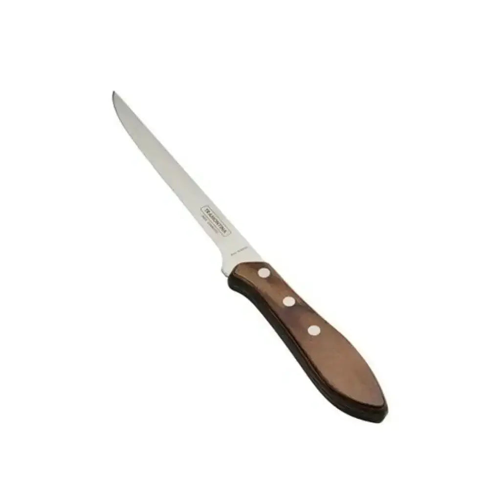 Fishing knife with a wooden handle on a white background