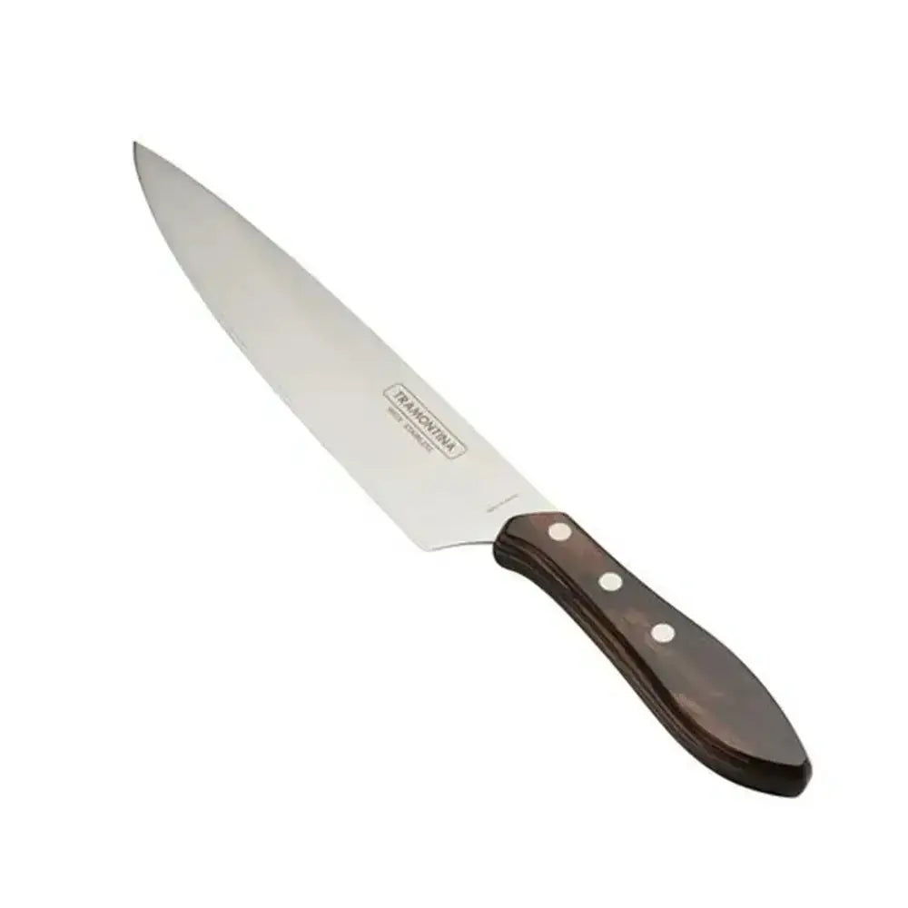 Knife with a wooden handle on a white background