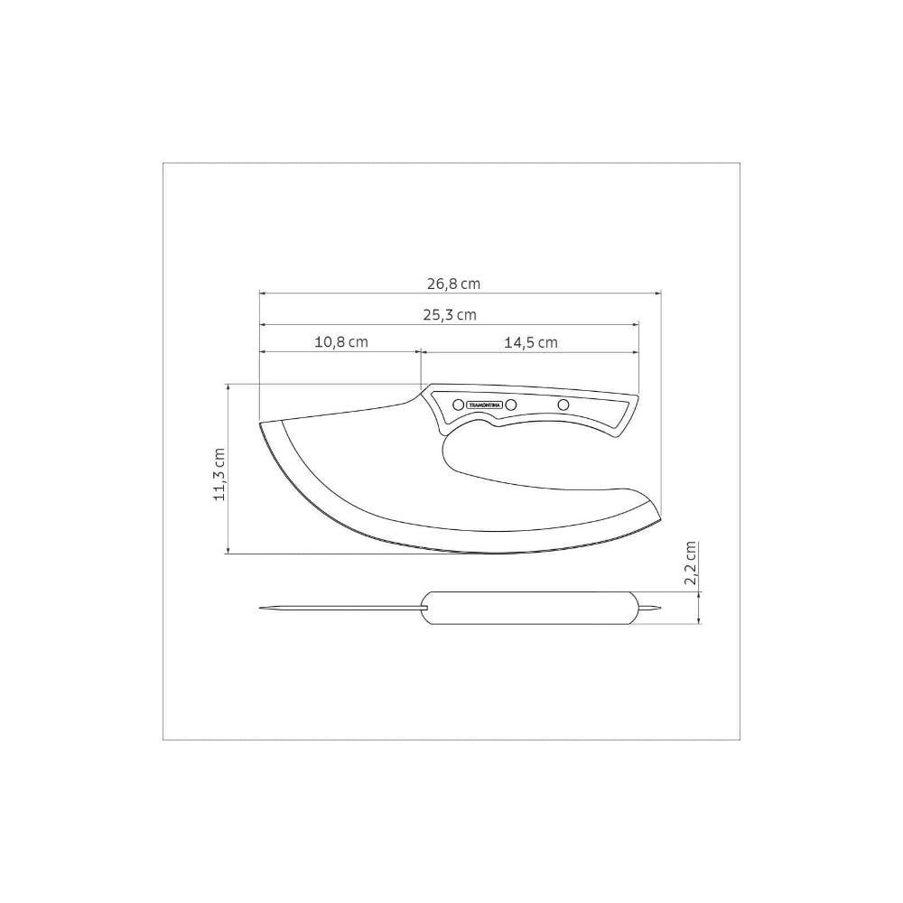 Technical drawing of a curved object with dimensions labeled