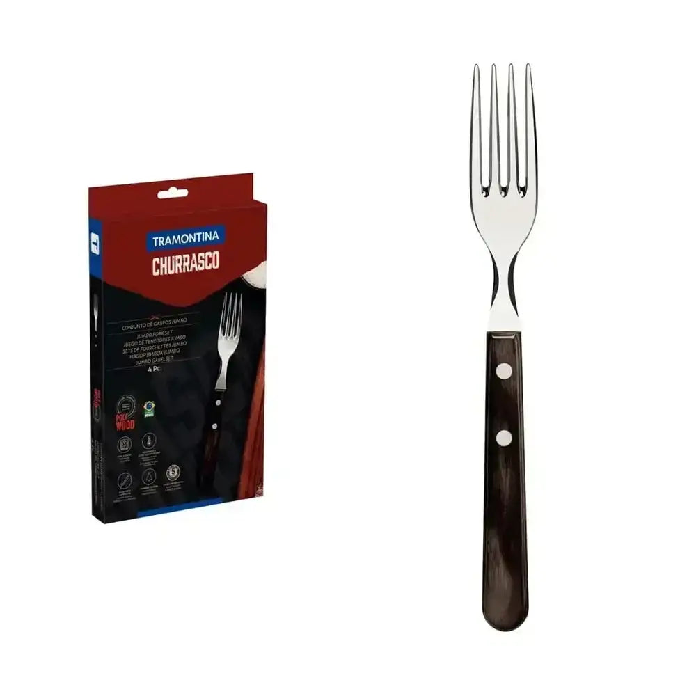 Tramontina Churrasco fork with packaging on a white background