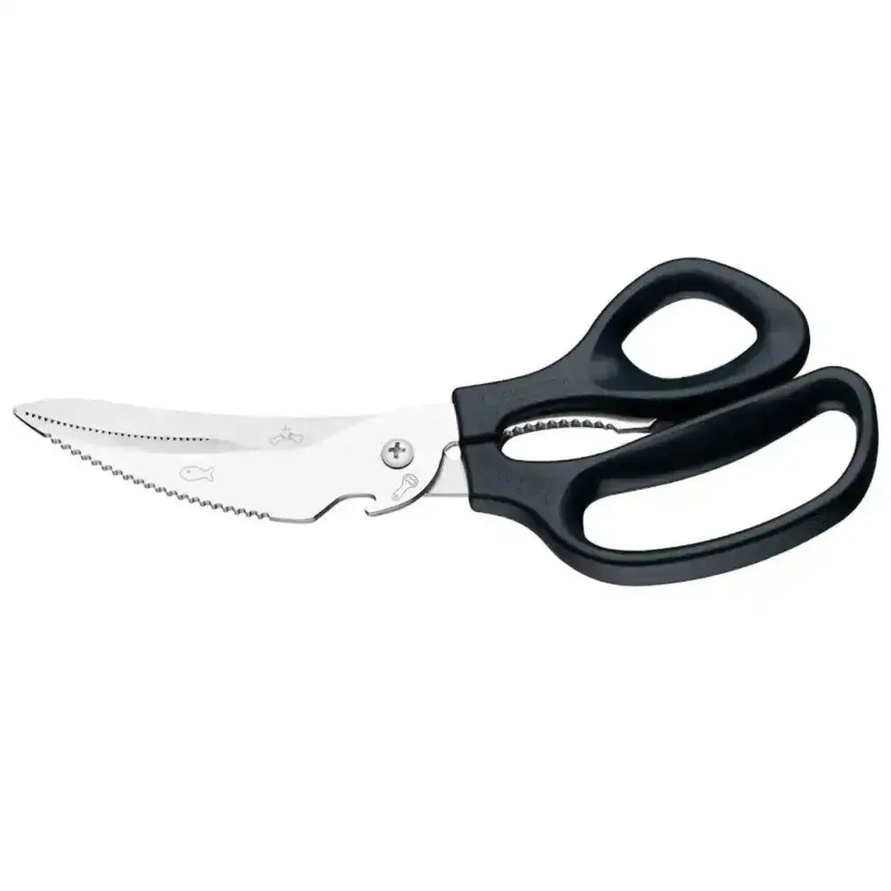 Shears with black handles on a white background