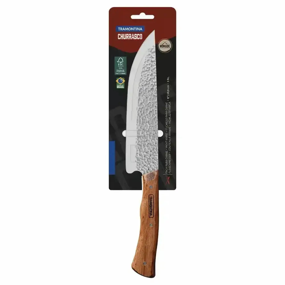 Tramontina Churrasco knife with wooden handle on packaging