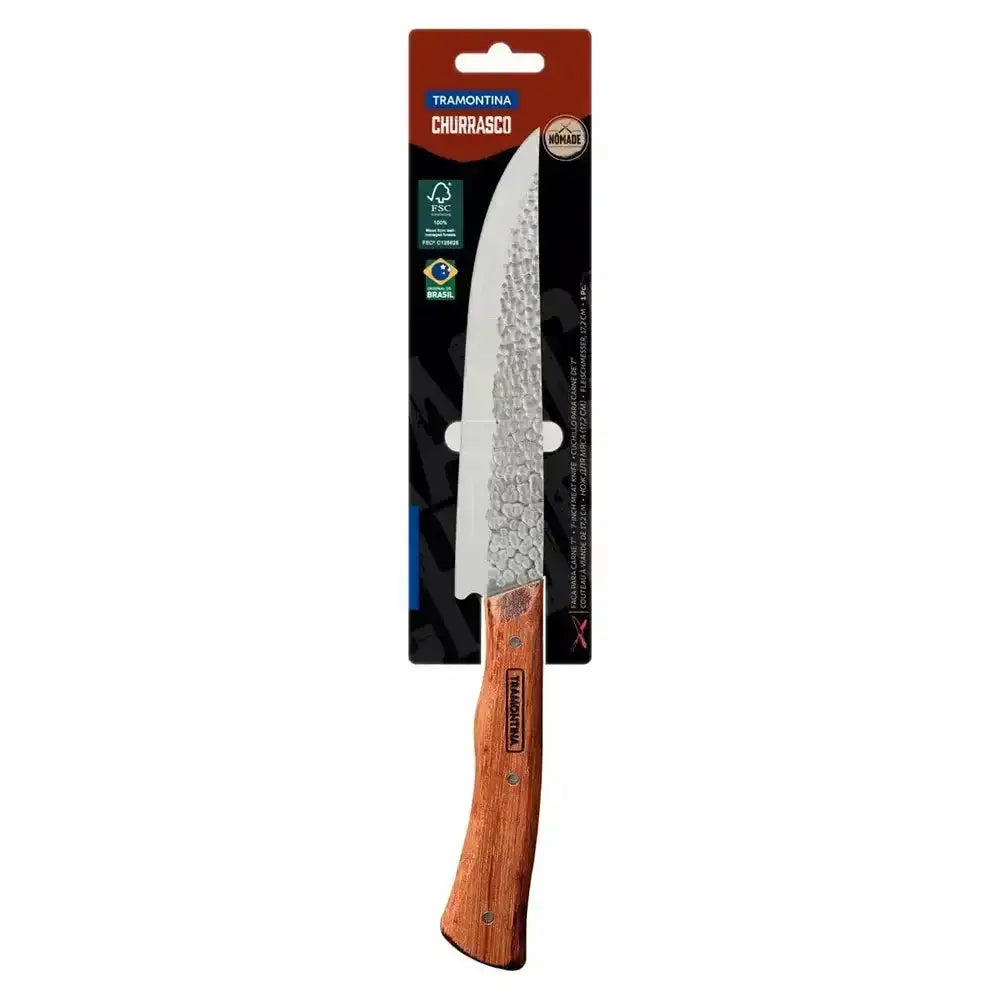 Tramontina Churrasco knife with wooden handle on packaging