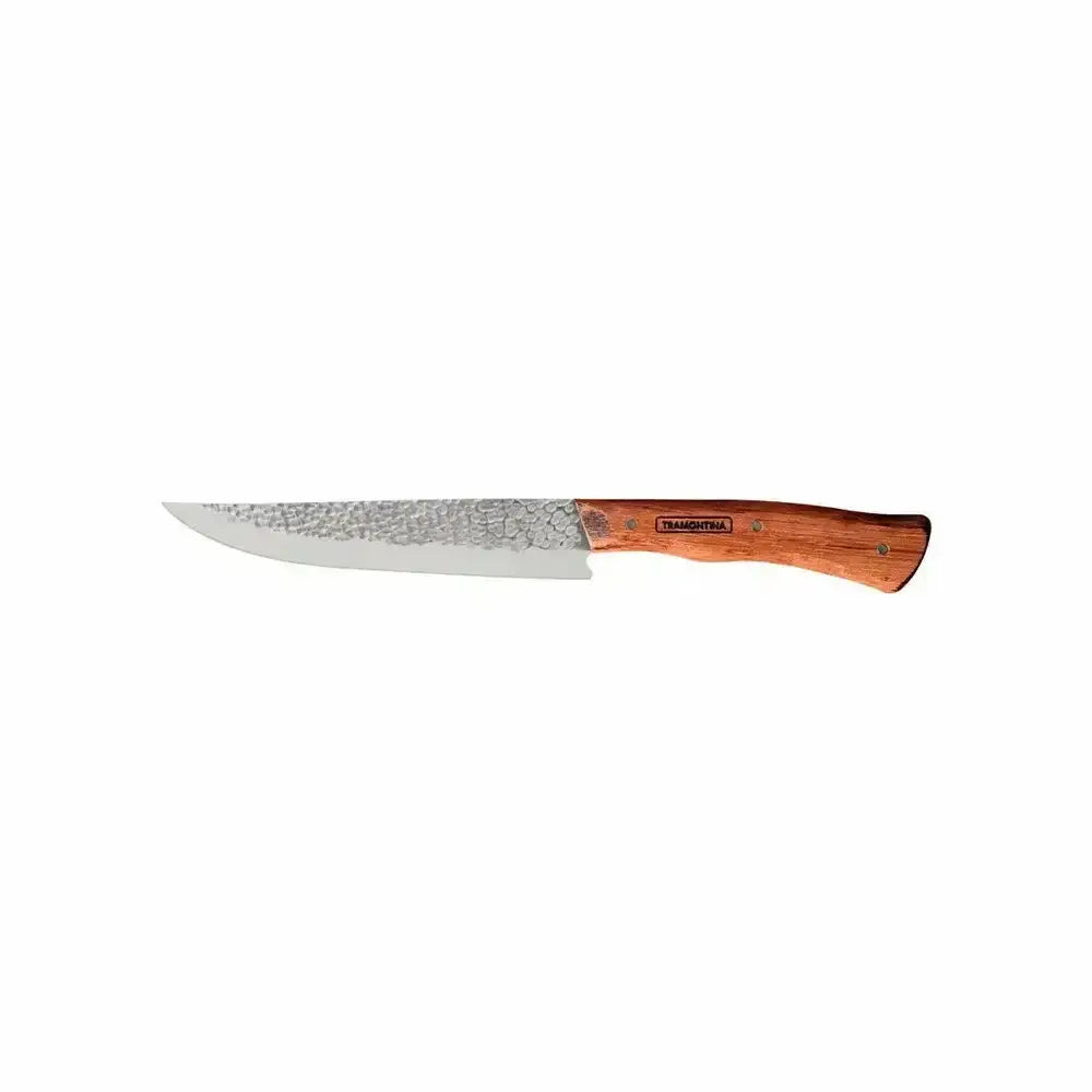 Knife with a wooden handle on a white background