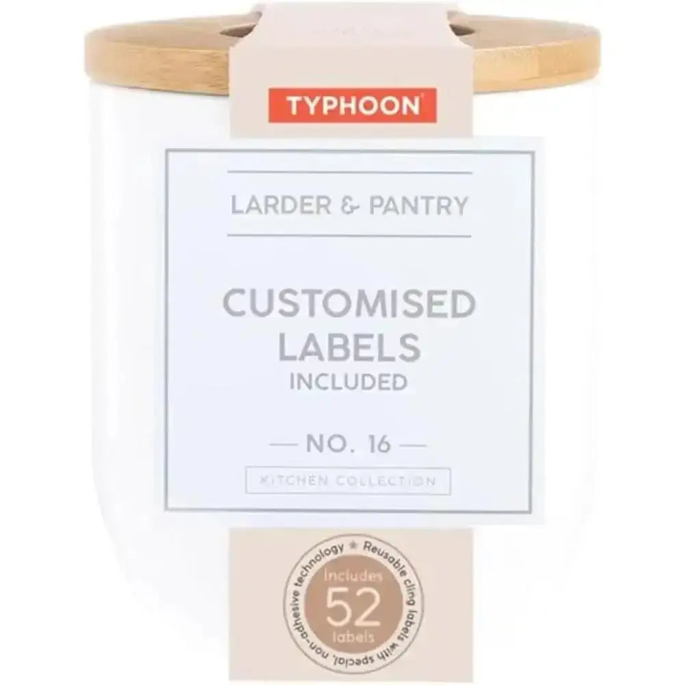 Small 500ml typhoon eden canister in clear plastic with typhoon larder and pantry number label on front