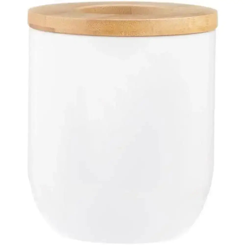 Typhoon Eden small 500ml white ceramic canister with light brown bamboo lid for kitchen storage