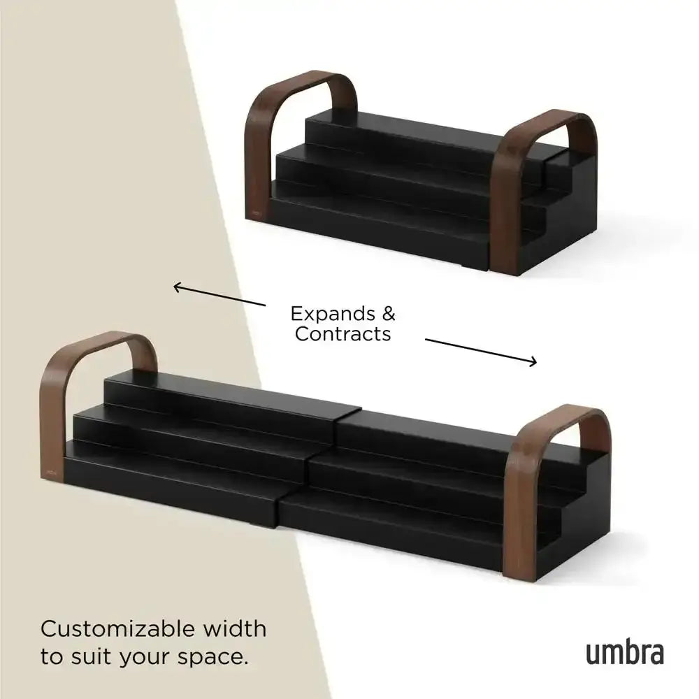 Expandable shelf with customizable width, featuring 'Umbra' branding.
