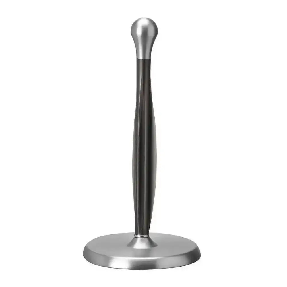 Metallic paper towel holder on a white background
