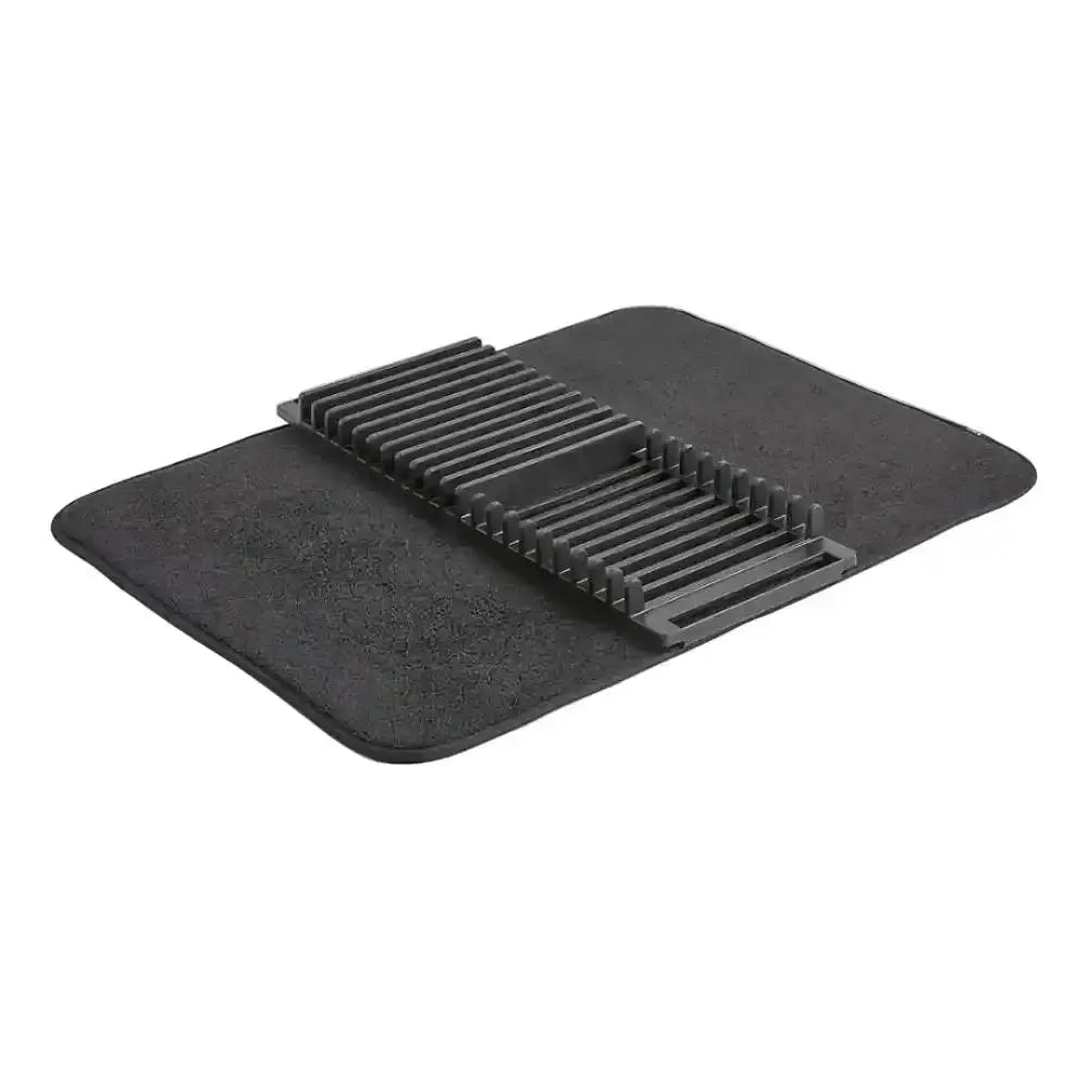 Gray mat with a grid-like pattern on a white background