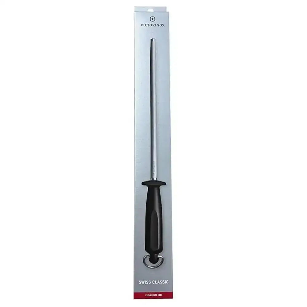 Victorinox Swiss Classic steel knife with black handle in packaging on a white background