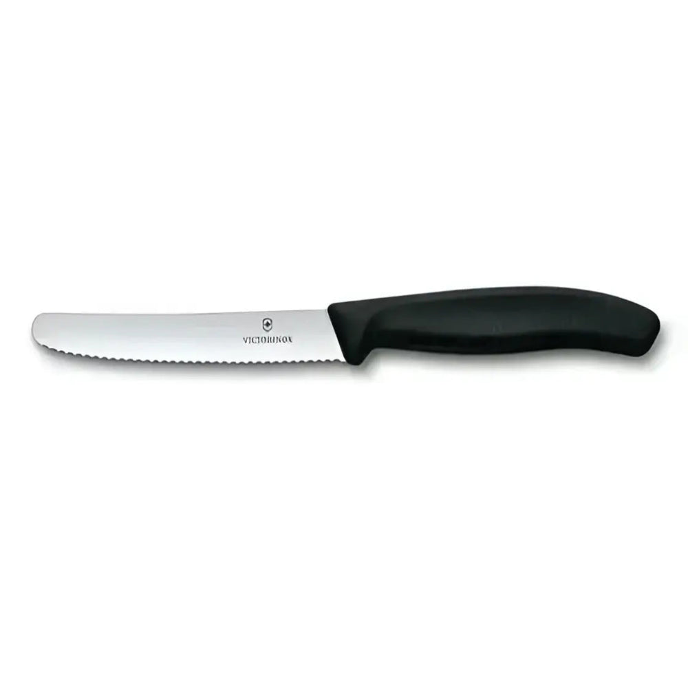 VIC Serrated Round Knife 11cm Black.