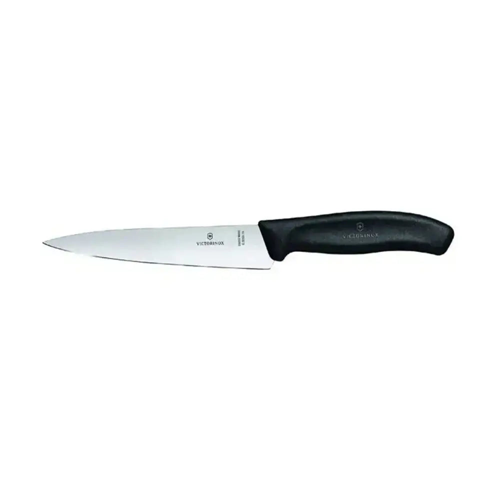 Knife with black handle on a white background