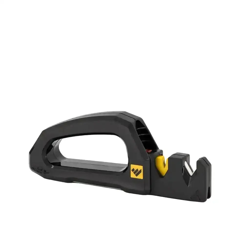 Black and yellow tool on a white background