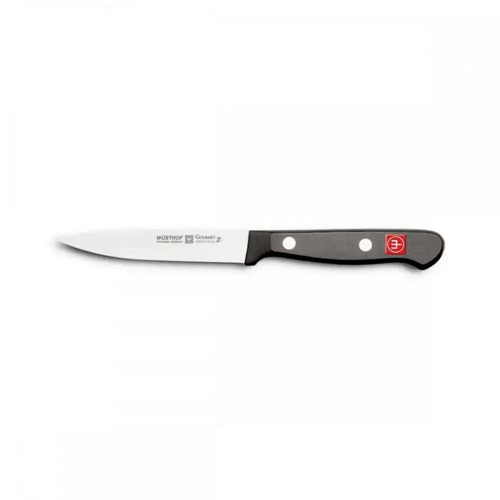 Knife with a brown handle on a white background