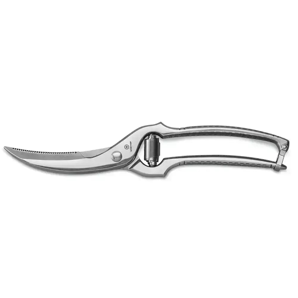 Metallic garden shears on a white background