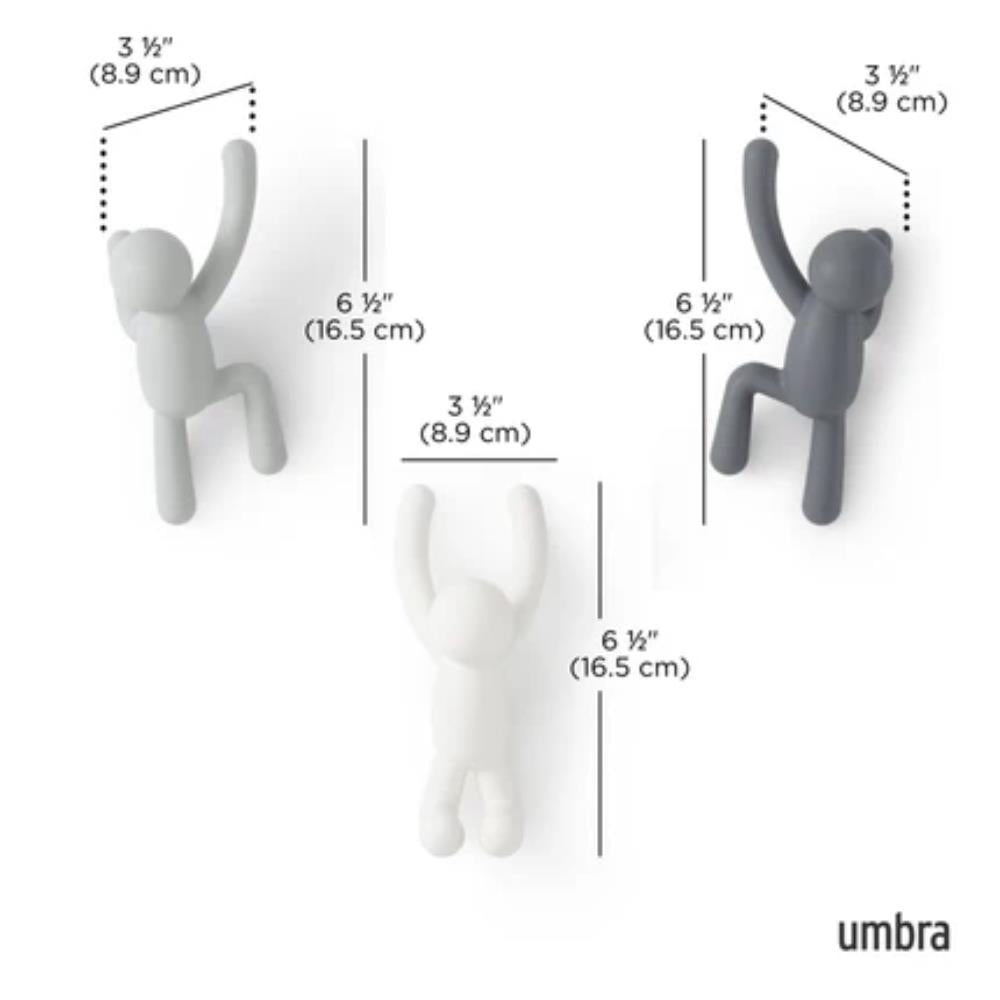 Umbra Buddy Wall Hooks Set of 3 Grey