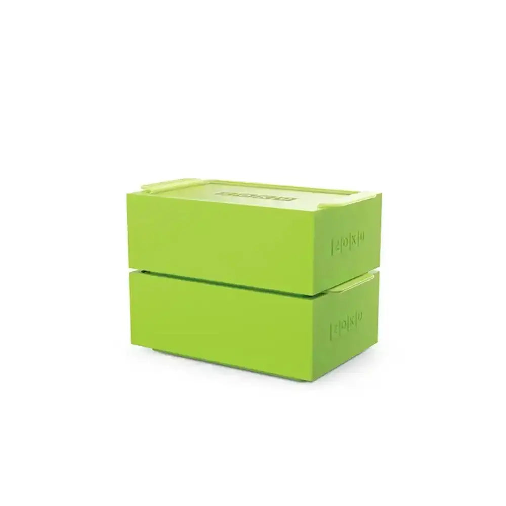 Bright lime green zoku jumbo silicone ice trays with lids set of 2 in stackable bento style with sleek plastic finish